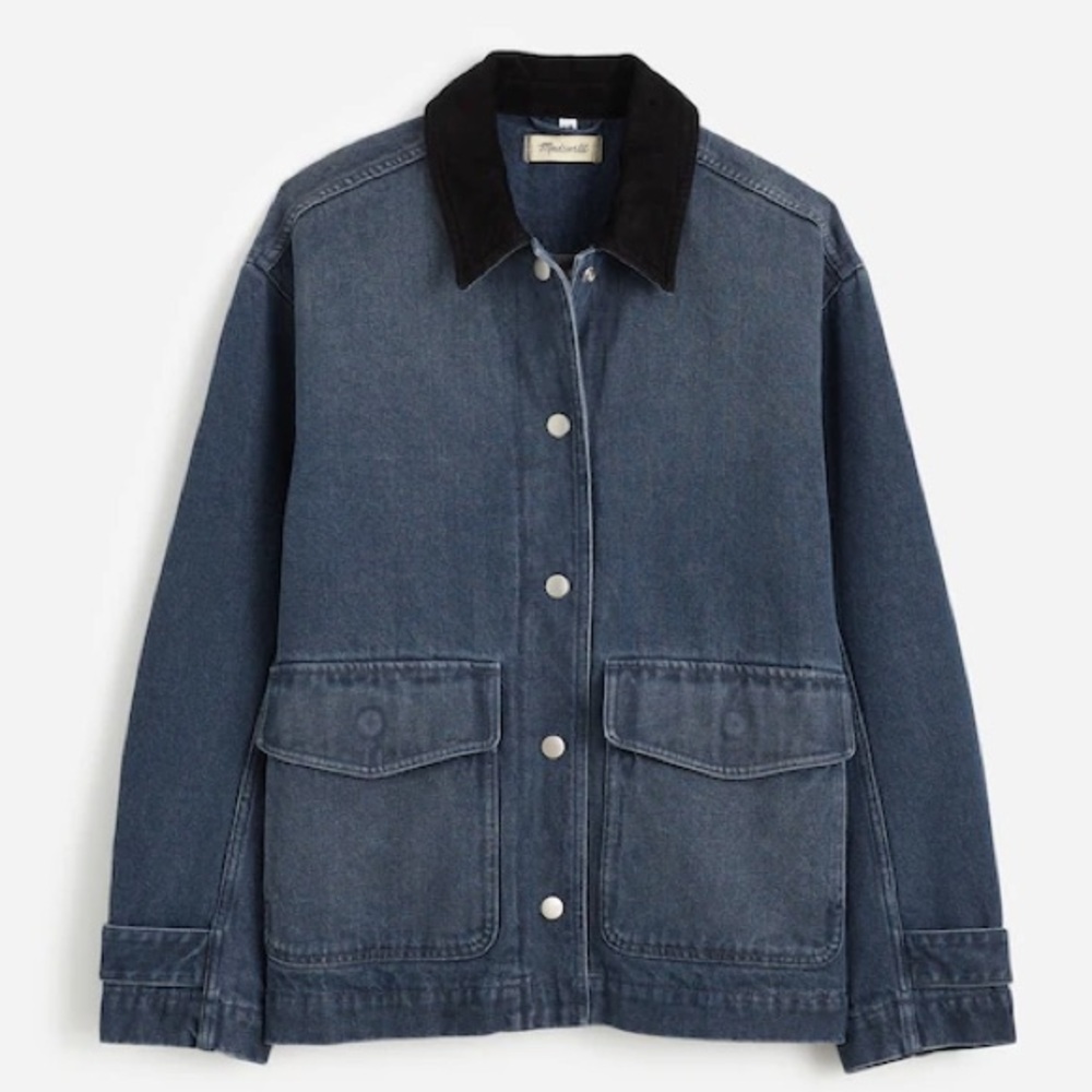 Madewell Denim chore Jacket Hodgeman Wash with corduroy, barn utility jacket - Picture 11 of 11